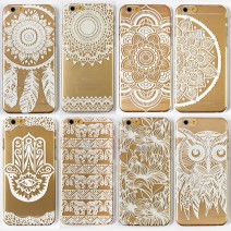 For iPhone 6 Plus 6S Plus Case Slim Transparent White Floral Paisley Flower Mandala Soft TPU Gel Case for iphone 6 Plus case