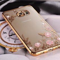 Transparent Protective Soft TPU Clear Plating Mobile Hemming Edge Flower For Samsung Galaxy S5 S6 S7 Edge A3 A5 2016 J5 Case