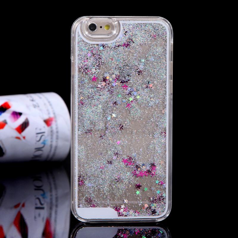 Dynamic Liquid Glitter Sand Quicksand Star For iPhone 4 4s 5 5s 5c 6 6s Plus case Crystal Clear phone Back Cover coque