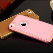 For iPhone 6 Case Luxury Hybrid PU Leather + Aluminum Metal Frame Case For iPhone 6 6S Plus Case Fashion Armor Accessories Cover