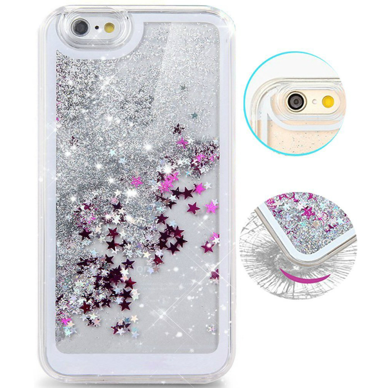 Dynamic Liquid Glitter Sand Quicksand Star For iPhone 4 4s 5 5s 5c 6 6s Plus case Crystal Clear phone Back Cover coque
